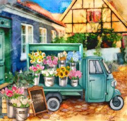 Desenhos de Fresh Flower Truck Jigsaw Puzzle para colorir
