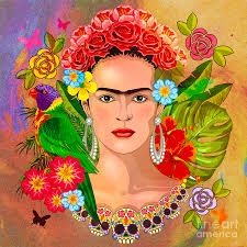 Desenhos de Frida Kahlo Potrait Jigsaw Puzzle para colorir