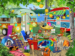 Desenhos de Gone Camping Jigsaw Puzzle para colorir