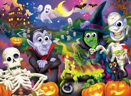 Desenhos de Googly Eyes Halloween Jigsaw Puzzle para colorir