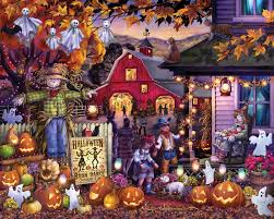 Desenhos de Halloween Barn Dance Jigsaw Puzzle para colorir