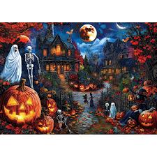 Desenhos de Halloween Mystery Moon Jigsaw Puzzle para colorir