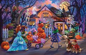 Desenhos de Halloween Trick or Treat Jigsaw Puzzle 3 para colorir