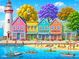 Desenhos de Harbor Town Jigsaw Puzzle para colorir
