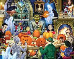 Desenhos de Haunted House Party Jigsaw Puzzle para colorir