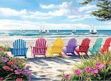 Hawaiian Beach Colorful Chair Jigsaw Puzzle