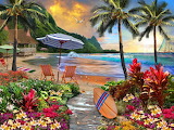 Desenhos de Hawaiian Seaside Cardboard Jigsaw Puzzle para colorir