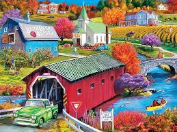 Hill Village Covered Bridge Jigsaw Puzzle