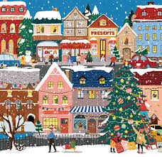 Desenhos de Holiday Street Scene Jigsaw Puzzle para colorir