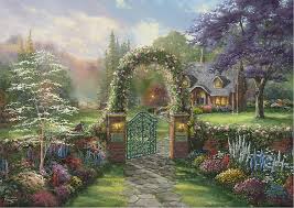 Desenhos de Hummingbird Cottage – Thomas Kinkade Puzzles Jigsaw para colorir