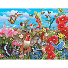 Desenhos de Hummingbird Garden Jigsaw Puzzle 2 para colorir