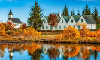 Iceland Church in Autumn Jigsaw Puzzle