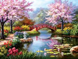 Japanese Garden in Bloom Jigsaw Puzzle