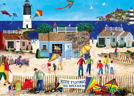 Desenhos de Kite Flight Jigsaw Puzzle para colorir