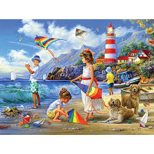 Desenhos de Kites at The Beach Jigsaw Puzzle para colorir