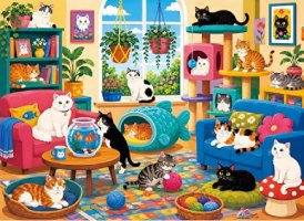 Desenhos de Kitty Room Colorful Jigsaw Puzzle para colorir