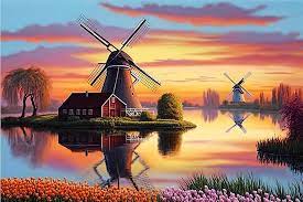 Lakeside Colorful Floral Windmill Jigsaw Puzzle