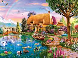 Desenhos de Lakeside Cottage Jigsaw Puzzle 2 para colorir