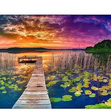 Desenhos de Landscape Sunset on the Lake Jigsaw Puzzle para colorir