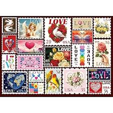 Desenhos de Love Heart Stamps Jigsaw Puzzle para colorir