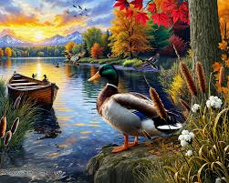 Desenhos de Mallard Morning Glow Jigsaw Puzzle para colorir