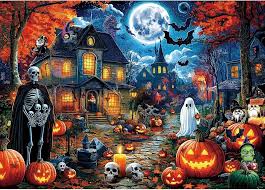 Desenhos de Mansion Halloween Night Jigsaw Puzzle para colorir