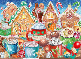 Desenhos de Marshmallows and Gingerbread Christmas Jigsaw Puzzle para colorir