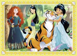Desenhos de Merida, Mulan and Jasmine  – Disney Princess Jigsaw Puzzle para colorir