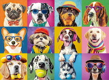 Desenhos de Multicolor Dogs Jigsaw Puzzle 2 para colorir