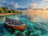 Desenhos de Old Boat in Tropical Glow Jigsaw Puzzle para colorir