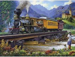 Desenhos de Old Stream Train Jigsaw Puzzle para colorir