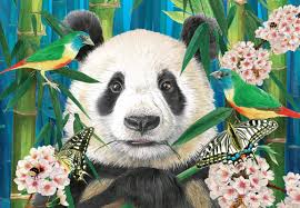 Desenhos de Panda Paradise Jigsaw Puzzle para colorir