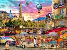 Desenhos de Parisian Sunset Jigsaw Puzzle para colorir