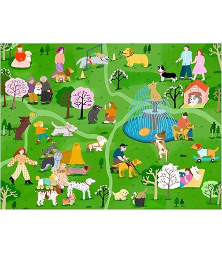 Desenhos de Park Party of Dogs Jigsaw Puzzle para colorir