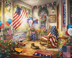 Desenhos de Patriotic Porch 4th of July America Jigsaw Puzzle para colorir