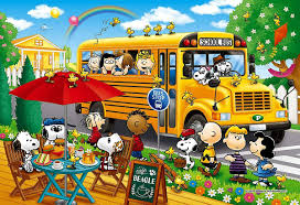 Desenhos de Peanuts Gang School Bus Jigsaw Puzzle para colorir