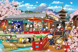 Desenhos de Peanuts Snoopy in Japan Jigsaw Puzzle para colorir
