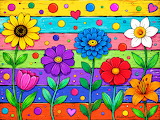 Desenhos de Playful Flowers Jigsaw Puzzle para colorir