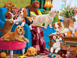 Desenhos de Playful Puppies Jigsaw Puzzle para colorir
