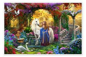 Desenhos de Princess and Unicorn in the Cloisters Jigsaw Puzzle para colorir