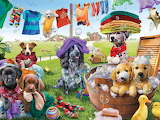 Desenhos de Puppies Playing Jigsaw Puzzle para colorir