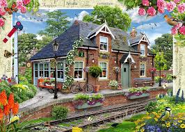 Desenhos de Railway Cottage Jigsaw Puzzle para colorir
