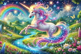 Desenhos de Rainbow Unicorn Jigsaw Puzzle para colorir