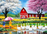 Desenhos de Rainy Day Geese on the Farm Jigsaw Puzzle para colorir