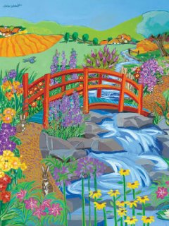Desenhos de Red Bridge Art Jigsaw Puzzle para colorir