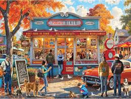 Desenhos de Retro Autumn – Patsy’s Diner Jigsaw Puzzle para colorir