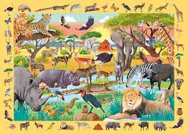 Desenhos de Safari Seek and Find Jigsaw Puzzle para colorir