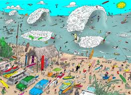 Desenhos de Surfing Beach Jigsaw Puzzle para colorir