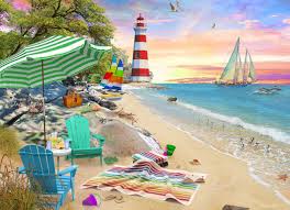 Desenhos de Seaside Beach Jigsaw Puzzle para colorir