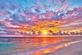 Desenhos de Seaside Sunset Beach Jigsaw Puzzle para colorir